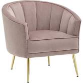 Tania Accent Chair in Blush Pink Velvet & Gold Metal